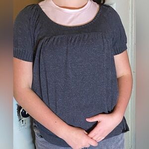 Vintage Urban Outfitters Lux Grey Empire Waist Babydoll Tee SZ. L